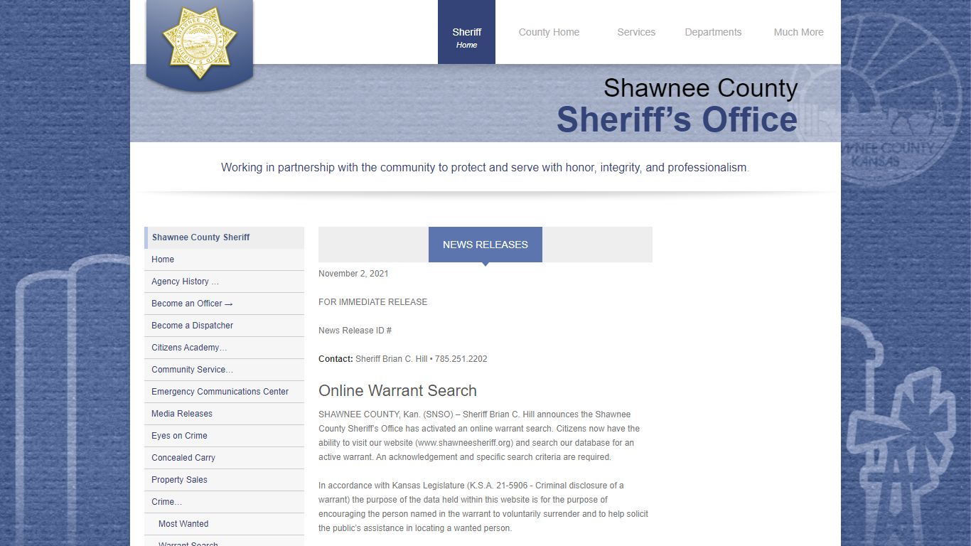 Online Warrant Search (November 2, 2021) · Sheriff’s Office (Shawnee ...